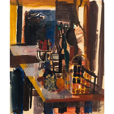 BRUNO SAETTI, Olio su carta applicata su tela