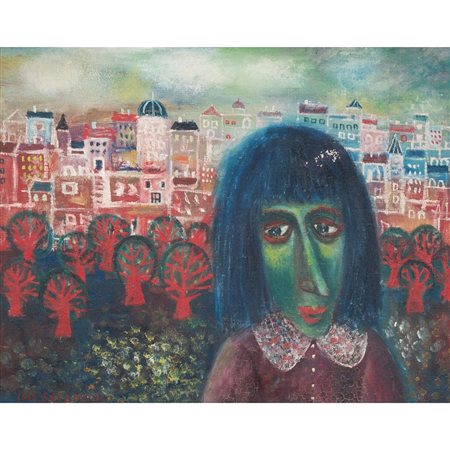 TAMAS GALAMBOS, Città, Olio su tela