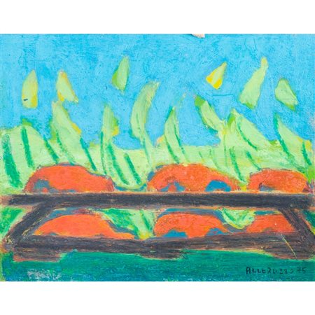 SANTI ALLERUZZO, Spaziale blu, Olio su tavola