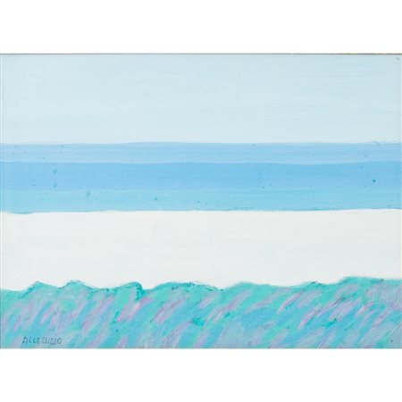 SANTI ALLERUZZO, Paesaggio marino, Olio su carta