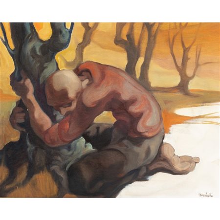BRUNETTO BRACCIANTE, L'uomo e l'albero, Olio su tela