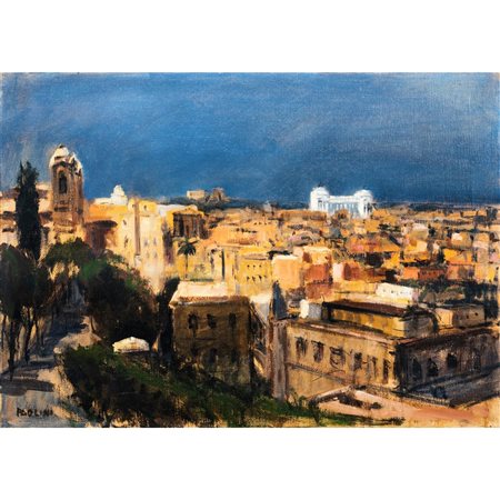 GERMANO PAOLINI, Da villa Medici, Olio su tela