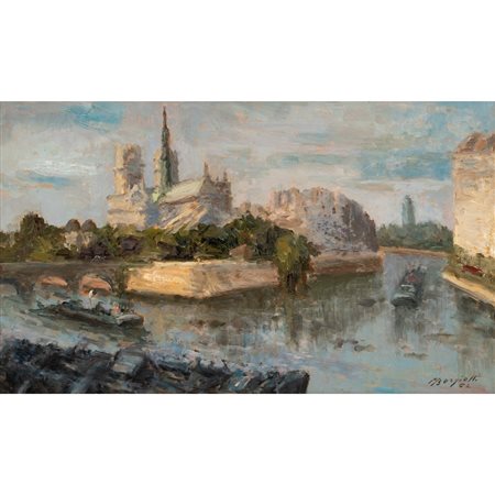 MARIO BORGIOTTI, Notre-Dame, Olio su tavola