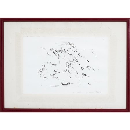 GIOVANNI TESTORI, Cavalli, Matita grassa su carta