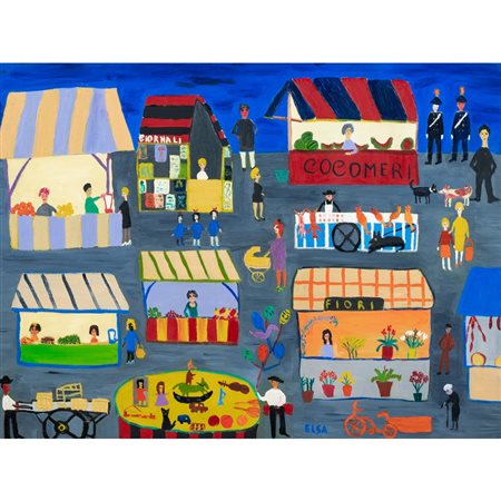 ELSA DE AGOSTINI, Mercato, Olio su tela