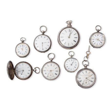 COLLEZIONE di otto orologi da tasca in argento