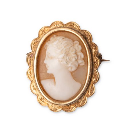 SPILLA in oro giallo 18 KT con cammeo
