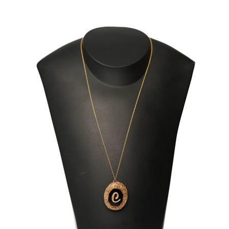 COLLANA con ciondolo portafoto in oro giallo 9 KT e 18 K