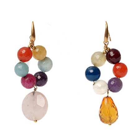 ORECCHINI in oro giallo 18 KT e pietre semipreziose