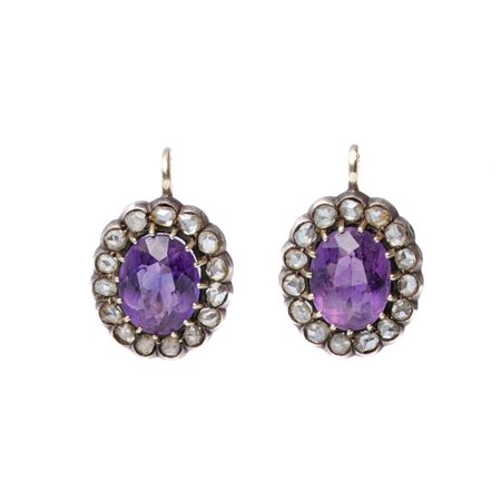 ORECCHINI in oro giallo 9 KT e argento con rosette e ametiste