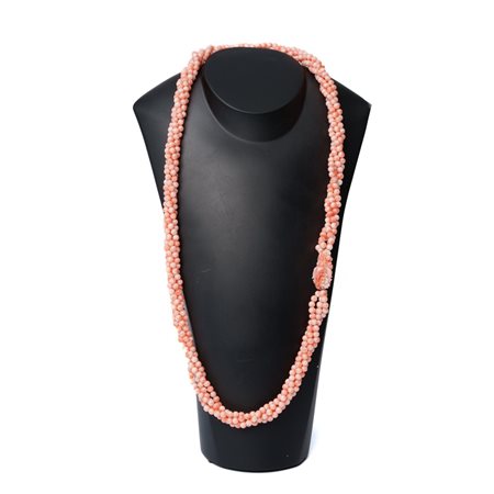 COLLANA torchon in corallo rosa e metallo