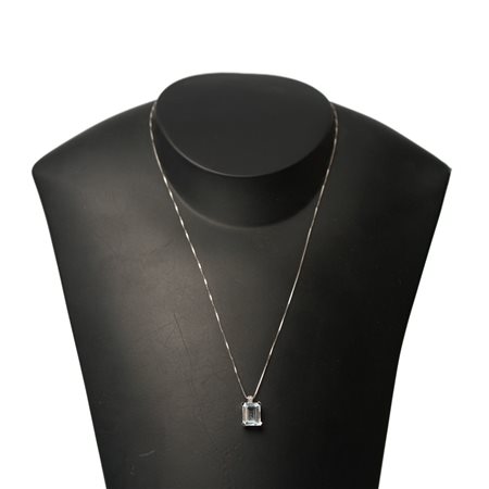 COLLANA in oro bianco 18 KT brillanti e pietra semipreziosa