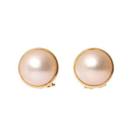 ORECCHINI in oro giallo 18 KT e perle mabè