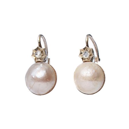 ORECCHINI in oro bianco 9 KT con diamanti e perle mabè