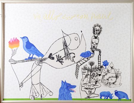Concetto Pozzati (Vo' 1935 - Bologna 2017), "Va allo zoo con Paul (da e per Klee)" dal ciclo "Restaurazione", 1973.
