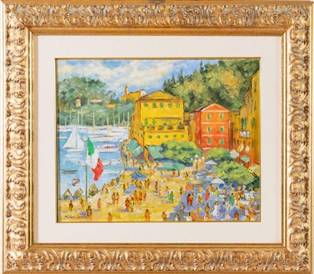 Michele Cascella (Ortona 1892 - Milano 1989), "Festa a Portofino".