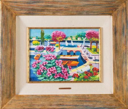 Athos Faccincani (Peschiera del Garda 1951), "Luce sul porticciolo".