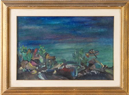 Giovanni Omiccioli (Roma 1901 - 1975), "Rocce a Tindari".