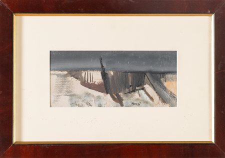 Ilario Rossi (Bologna 1911 - 1994), "Piccola nevicata", 1960.