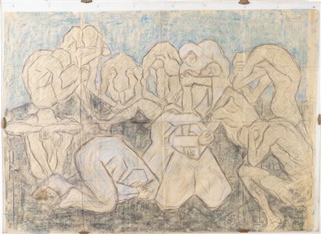 Andrea Raccagni (Imola 1921 - 2005), "Deposizione a tredici figure (disegno)", 1947.