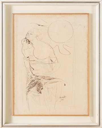 Bruno Saetti (Bologna 1902 - 1984), "Maternità", 1974.