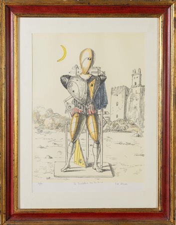 Giorgio De Chirico (Volo 1888 - Roma 1978), "Il Trovatore con la luna", 1970.