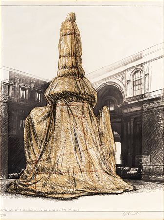 Wrapped monument to Leonardo (project for Piazza della Scala, Milano)
