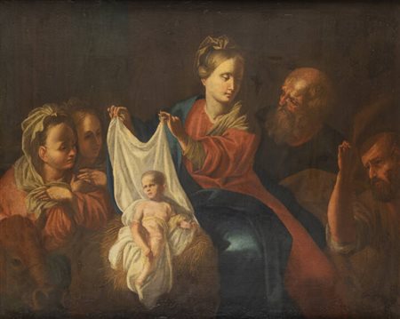 PITTORE ANONIMO DI SCUOLA NAPOLETANA<BR>"Adorazione" XVII-XVIII secolo