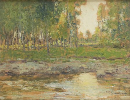 GIUSEPPE SACHERI<BR>Genova 1863 - 1950 Pianfei (CN)<BR>"Studio di paese Pianfei (Cuneo)"