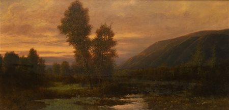 PISANO GIOVANNI (attribuito)<BR>"Paesaggio al tramonto"