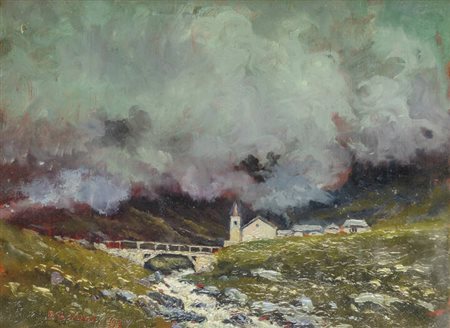 BENEDETTO GHIVARELLO<BR>Torino 1882 - 1955<BR>"Paesaggio" 1941