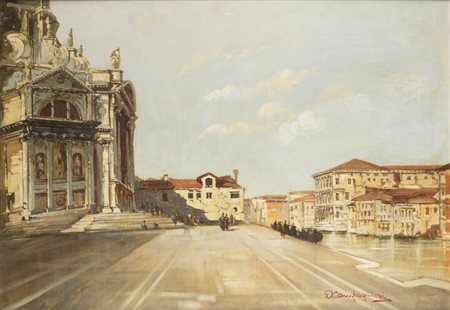 OTTORINO CAMPAGNARI<BR>Mestre (VE) 1910 - 1982 Torino<BR>"Campo della Salute e Chiesa"