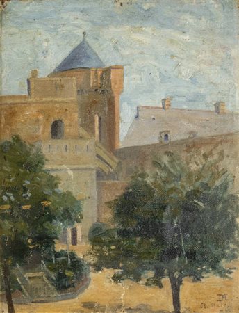 PITTORE NON IDENTIFICATO<BR>"Scorcio di paese"