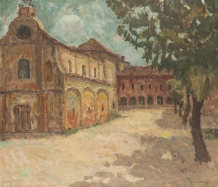 EMANUELE LAUSTINO<BR>Pittsburgh (USA) 1916 - 1988 Asti<BR>"Vecchia caserma in Asti"