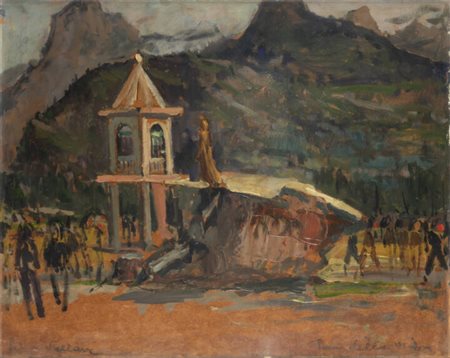 FELICE VELLAN Torino 1889 - 1976 "Pian della Mussa. Raduno Bersaglieri" 1950