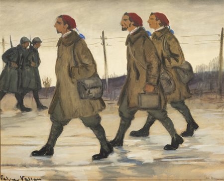 FELICE VELLAN<BR>Torino 1889 - 1976<BR>"In licenza (da Ronchi)" 1917