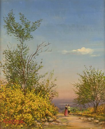 ROMANO GAZZERA<BR>Ciriè (TO) 1908 - 1985<BR>''Ginestre sulla Lezza'', 1979