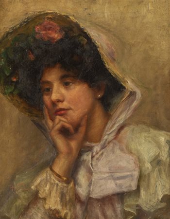 ALEARDO VILLA<BR>Ravello (SA) 1865 - 1906 Milano<BR>"Donna che pensa"