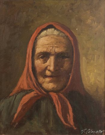 GIUSEPPE COLONELLO<BR>Udine 1903 - 1975 Saint Vincent (AO)<BR>"Ritratto di anziana"
