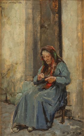 GIOVANNI GIANI<BR>Torino 1866 - 1937<BR>"Lavoro all'uncinetto", 25.7.92