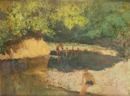 GIULIO ROMANO VERCELLI<BR>Marcorengo (TO) 1871 - 1951 Torino<BR>"Bagnanti"