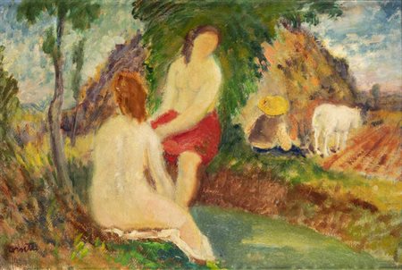 ATTILIO CORSETTI<BR>Feltre (BL) 1907 - 1978 Torino<BR>"Meriggio estivo" 1944