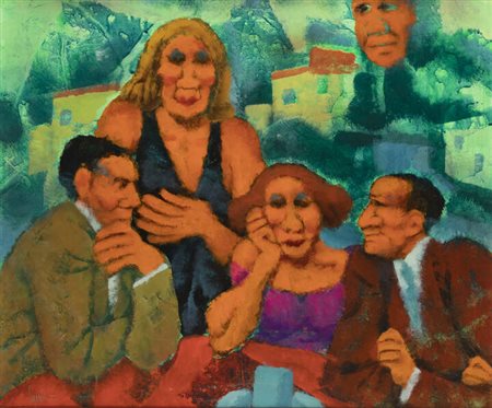 REMO SQUILLANTINI<BR>Stia (AR) 1920 - 1996<BR>"Colazione in giardino" 1995