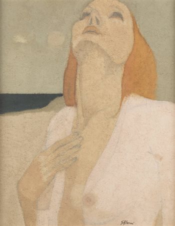 ENZO SALERNI<BR>Napoli 1929<BR>"Figura con paesaggio" 1975