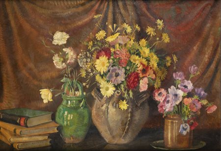 GIULIO BOETTO<BR>Torino 1894 - 1967<BR>"Natura morta con fiori"