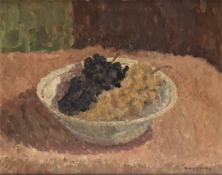 EMANUELE LAUSTINO<BR>Pittsburgh (USA) 1916 - 1988 Asti<BR>"Grappoli e ciotola bianca" 1979