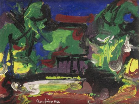 ETTORE FICO<BR>Piatto Biellese (VC) 1917 - 2004 Torino<BR>"Paesaggio" 1966