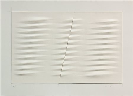 Agostino BONALUMI Vimercate (MI) 1935 - Desio, 2013 Bianco, incisione a secco...