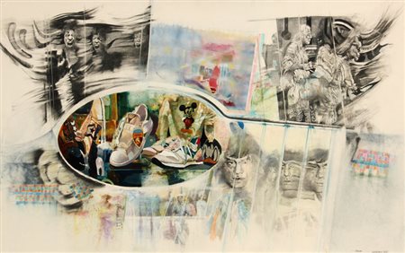 Renzo VESPIGNANI Roma 1924 - Roma 2001 Vetrina, 1987, olio e tecnica mista su...