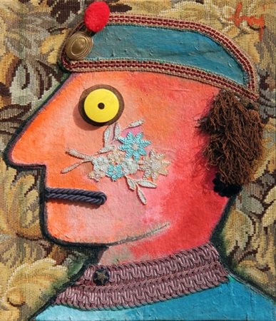 Enrico BAJ Milano 1924 - Vergiate 2003 Profilo di militare, 1973, tecnica...